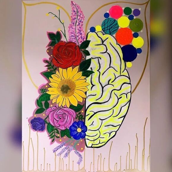 Brain Ship Flow Flower Golden‎ Drip Painting 30x40 - Picture 2 of 7